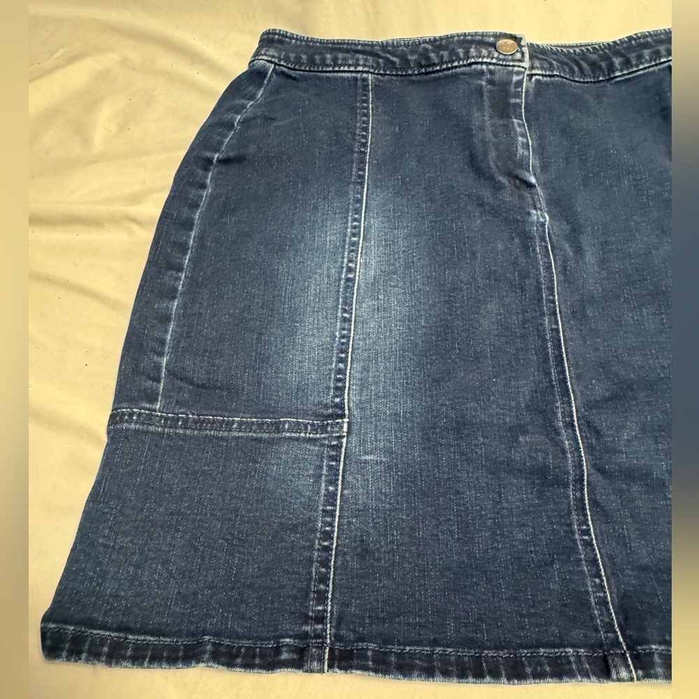 Karl Lagerfeld Paris Lace-Up Braided Stretchy Denim Mini Denim Skirt Sz 10 Y2K - Picture 5 of 13